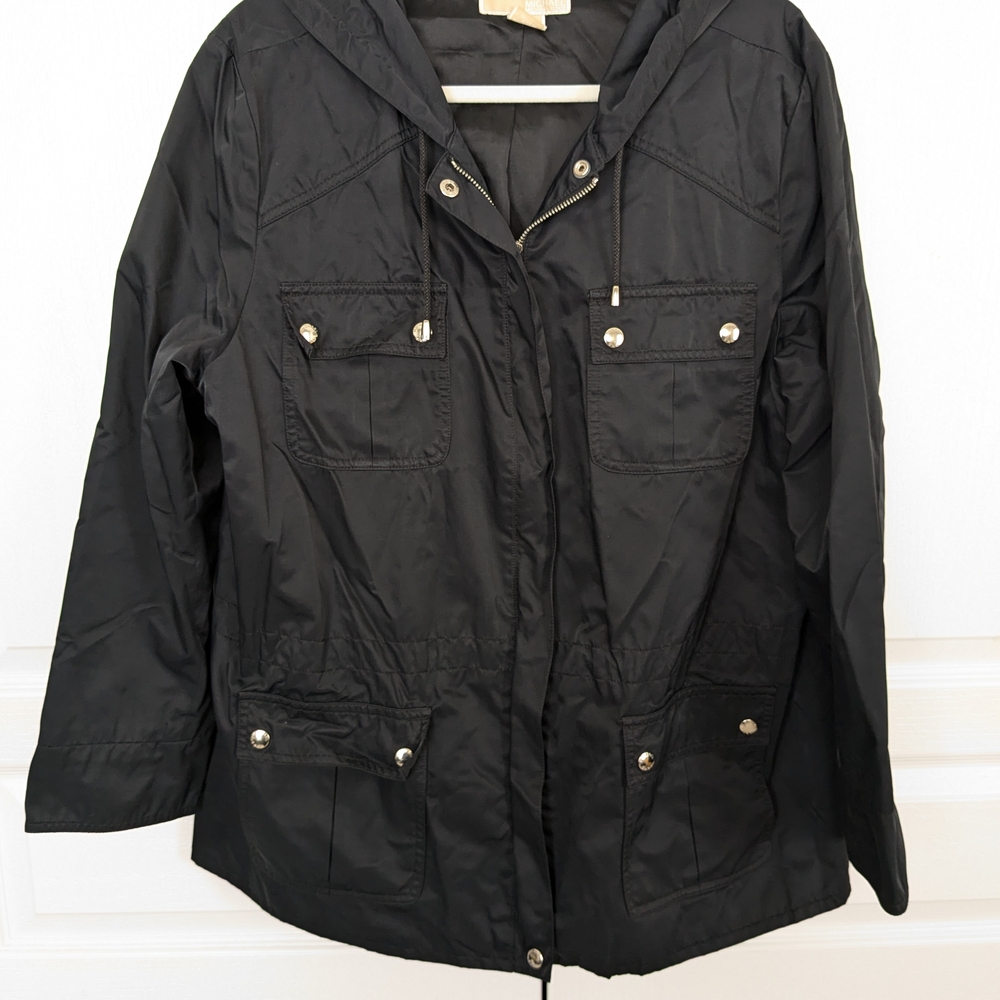 Michael Kors Black Hooded Jacket with Pockets